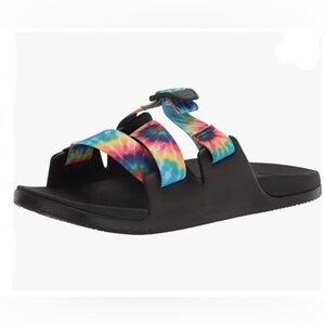Chaco Kids Rainbow Tie Dye Seatbelt Buckle Chillos Slides‎ Sandals Size 1
